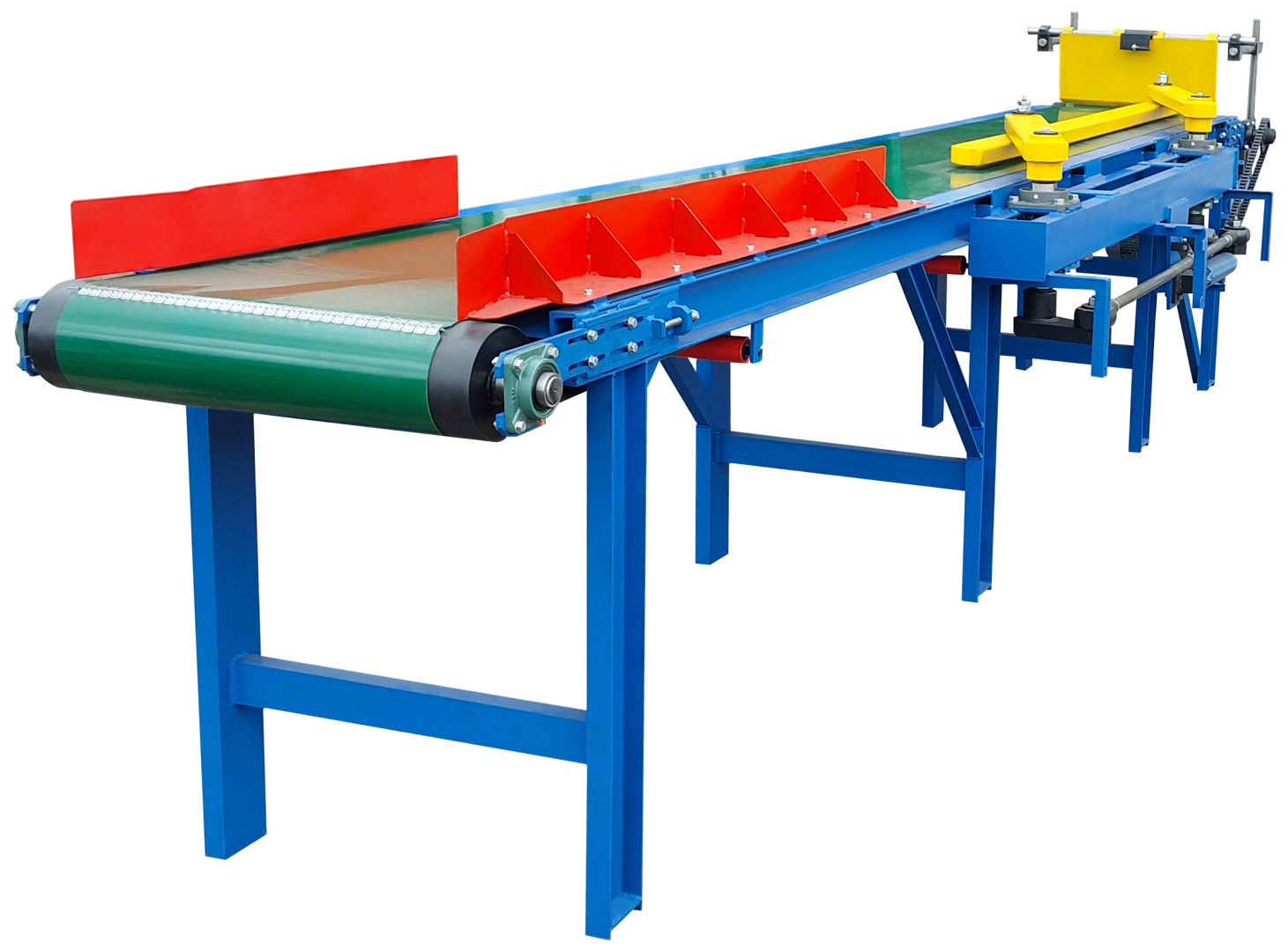 Belt conveyor with push-out handlers